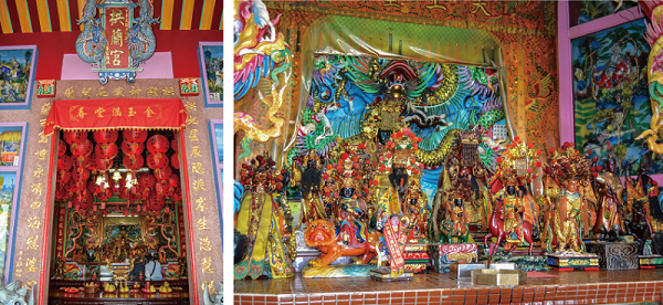 左：拱蘭宮中門。(張恆瑞 攝) / 右：拱蘭宮神龕。(張恆瑞 攝)