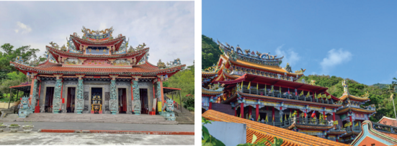 左：大修宮五開間。(張恆瑞 攝) / 右：草嶺慶雲宮凌霄寶殿。(張恆瑞 攝)