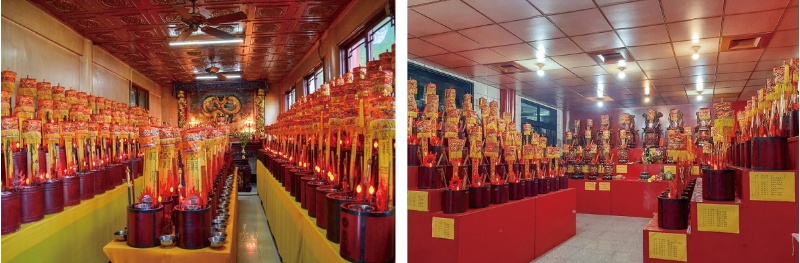 左：草嶺慶雲宮各種功能斗。(張恆瑞 攝) / 右：竹安鎮安宮安禮斗處。(張恆瑞 攝)