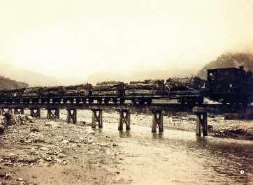 林田山原木經萬森線鐵道至萬里橋車站。 資料來源：《林田山史話》，民國98（2009），頁70。