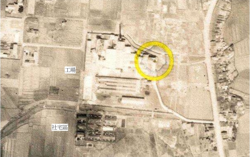 美軍拍攝的二結工場航照圖。(資料來源：臺灣製糖工場百年文史地圖網站)