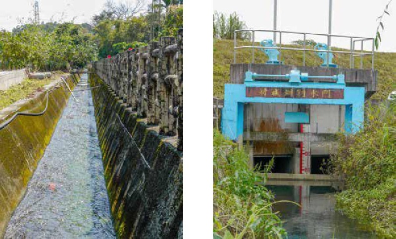 圖2：左圖為金源和圳枕山段圳溝 ； 右圖為新城圳水門。