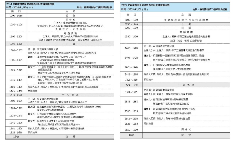 圖1：「宜蘭線鐵道全線通車百年紀念論壇」議程表。