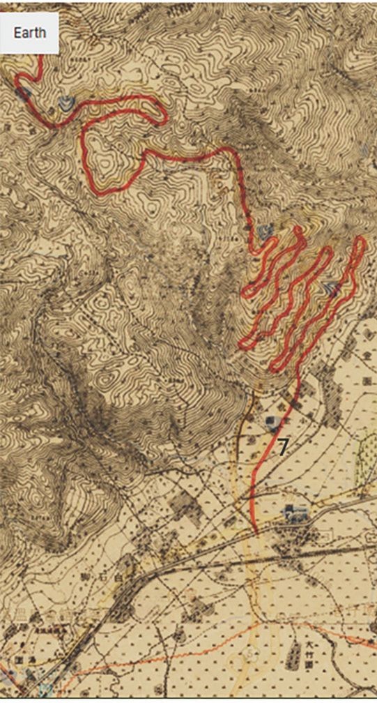 圖3：1944 年 1/25000 台灣地形圖 ( 航照修正版 ) 中頭城地區的主要變化 ( 來源：中研院台灣百年歷史地圖網站 )。
