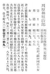 圖十二：川原林順治郎生平介紹[15]