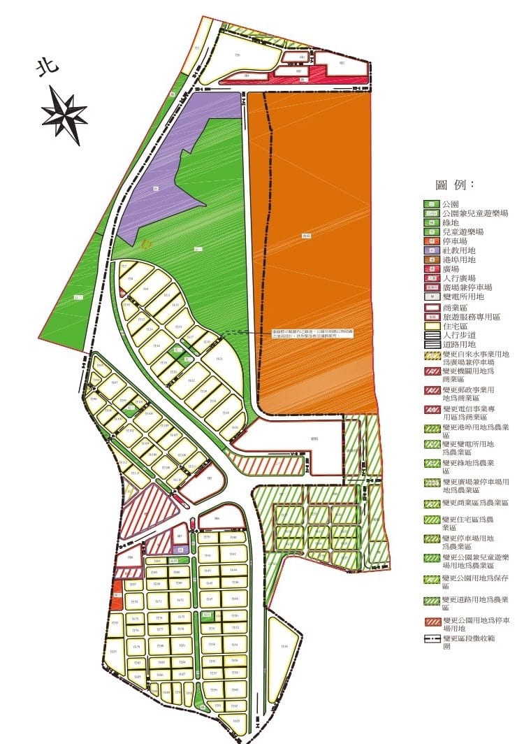 圖2：變更頭城都市計畫 ( 開闢烏石漁港案 ) 細部計畫 ( 配合修正區段徵收事業計畫 ) 圖 （來源：宜蘭縣政府國土暨都市計畫資訊網）。