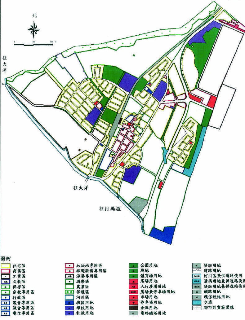 圖7：變更頭城都市計畫 ( 第三次通盤檢討 ) 土地使用計畫示意圖 （來源：宜蘭縣政府國土暨都市計畫資訊網）。