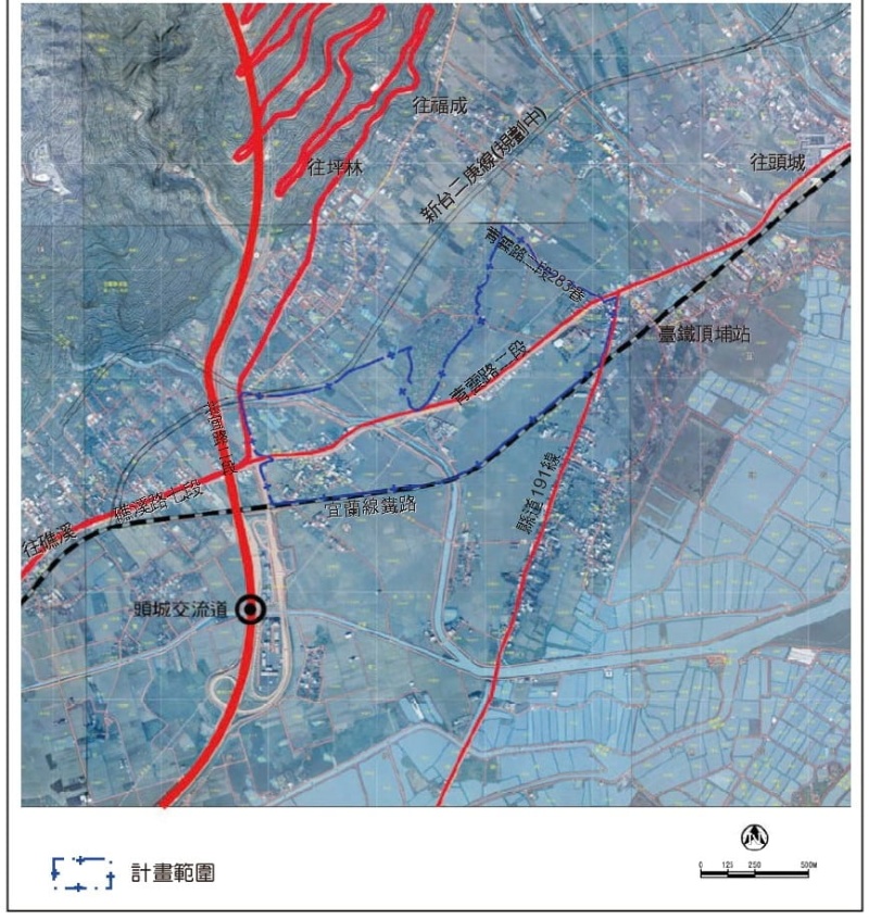圖10：頭城鎮大洋都市計畫位置示意圖 （來源：宜蘭縣政府國土暨都市計畫資訊網資料）。