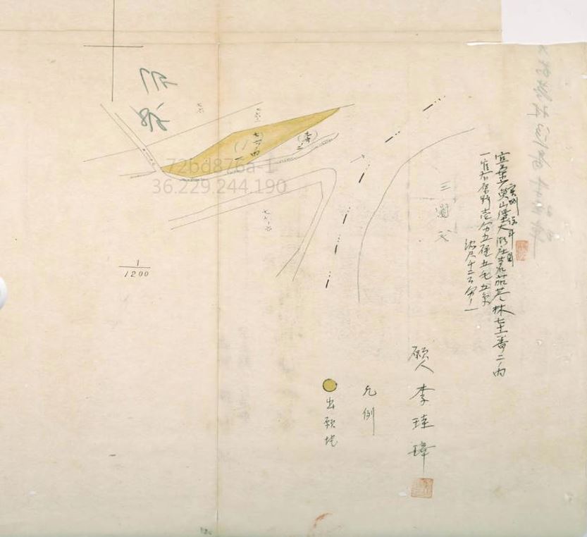 圖4.大正六年（1917）李珪璋申請開墾完成宜蘭廳員山堡大湖庄官有原野豫約賣渡開墾地實測設計圖[8]