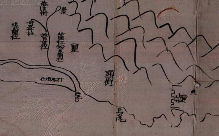圖16頭圍街的南北位置出現西港口和烏石港<br/>圖資來源：國立台灣大學圖書館伊能嘉矩手稿數位典藏館[57]。<br/>此為伊能嘉矩蒐集的地圖，地圖年代推測為1893年以後。