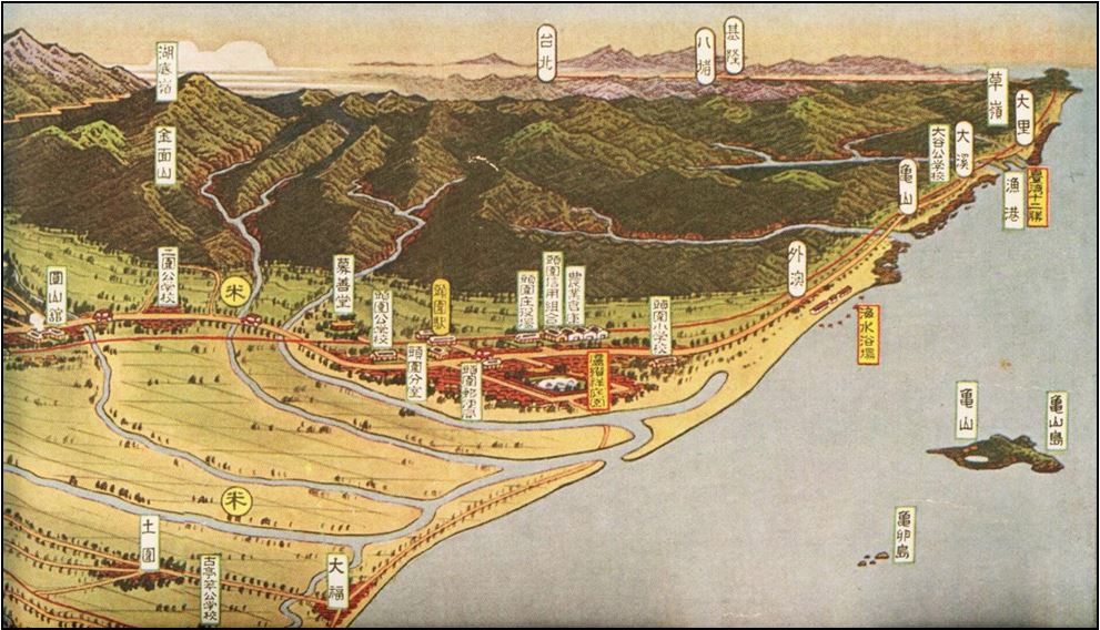 圖19《宜蘭郡大觀》鳥瞰圖之局部[78] 圖資來源：《宜蘭郡大觀》，1936年。