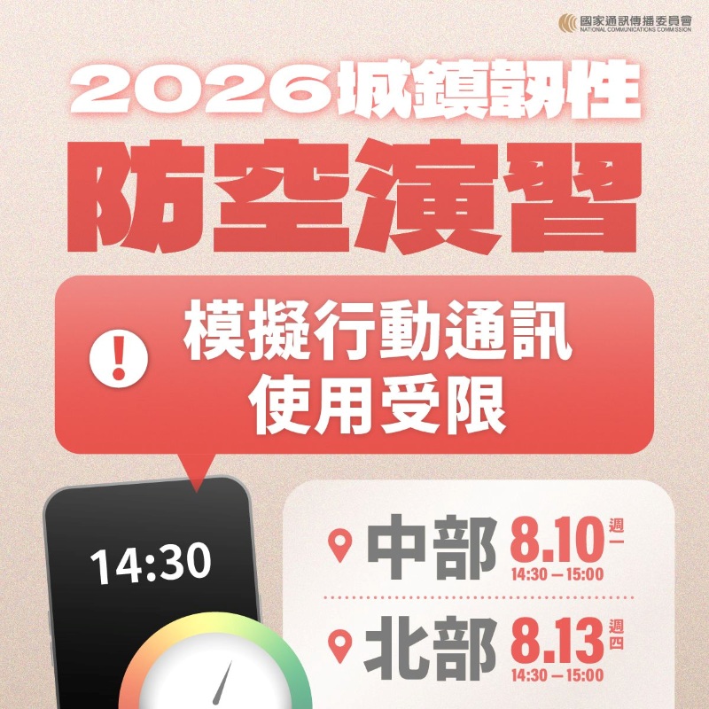 防空演習模擬行動通訊受限宣導圖卡