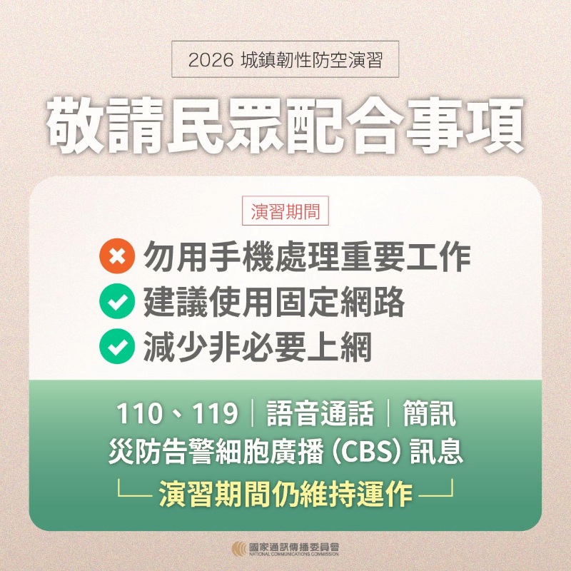 民眾配合事項：請勿用手機處理重要工作